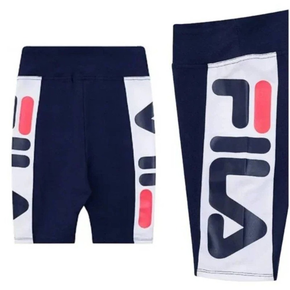 FILA Girls High Waist Navy Blue Logo Biker Shorts Size Small (S) New